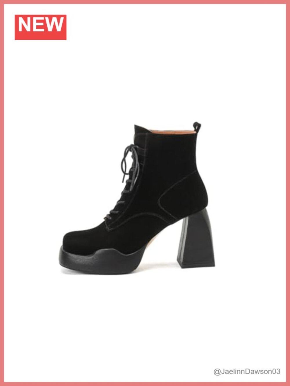 Suede Leather Platform Lace Up Ankle Boots Round Toe Booties Handmade